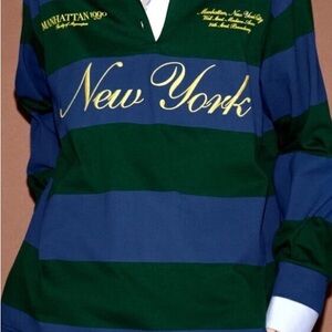 Striped Rugby Shirt with New York Script